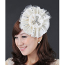 Gorgeous Ivory Satin Tulle Fascinators with Beads for Brides