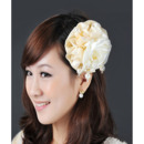 Elegant Ivory Satin Chiffon Fascinators with Beads for Brides