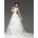 Discount A-Line Sweetheart Court Train Ruffle Wedding Dresses