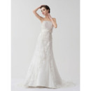 Affordable Elegant A-Line Strapless Court Train Wedding Dresses