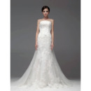 Fall Mermaid/ Trumpet Strapless Chapel Train Organza Wedding Dresses