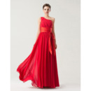 Winter One Shoulder Floor Length Chiffon Bridesmaid Dresses