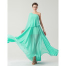 Designer One Shoulder Asymmetric Floor Length Chiffon Bridesmaid Dresses