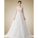 Affordable Vintage A-Line Court Train Organza Wedding Dresses