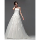 Winter Elegant A-Line Strapless Chapel Train Wedding Dresses