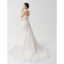 Vintage A-Line Strapless Court Train Lace Wedding Dresses