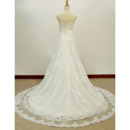 Vintage A-Line Strapless Court Train Lace Wedding Dresses