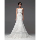 Inexpensive Mermaid/ Trumpet Strapless Chapel Train Wedding Dresses