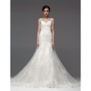 Designer A-Line Sweetheart Chapel Train Wedding Dresses with Straps