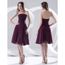 Custom A-Line Strapless Knee Length Chiffon Bridesmaid Dresses