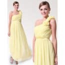 Vintage Discount One Shoulder Ankle Length Chiffon Bridesmaid Dresses