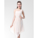 Inexpensive One Shoulder Short Chiffon Summer Bridesmaid Dresses