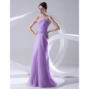 Custom A-Line One Shoulder Floor Length Satin Evening/ Prom Dresses