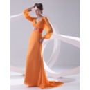 Discount V-Neck Long Sleeves Floor Length Chiffon Evening/ Prom Dresses