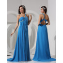 Sexy Sheath One Shoulder Sweep Train Chiffon Evening/ Prom Dresses