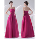 Affordable A-Line Strapless Floor Length Satin Evening/ Prom Dresses