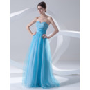 Elegant A-Line Sweetheart Floor Length Organza Evening/ Prom Dresses