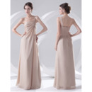 Custom Sheath One Shoulder Floor Length Chiffon Evening/ Prom Dresses