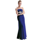 Custom Sheath Strapless Floor Length Chiffon Evening/ Prom Dresses