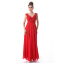 Discount Custom V-Neck Chiffon Ankle Length Evening Dresses for Prom