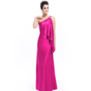 Sexy One Shoulder Sheath/ Column Satin Long Evening Dresses for Prom