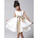 A-Line Knee Length Satin First Communion/ Flower Girl Dresses