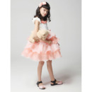 A-Line Short Satin Tiered Easter Dresses/ Flower Girl Dresses