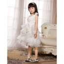 A-Line Round Knee Length Organza Flower Girl Dresses