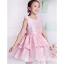 A-Line Round/ Scoop Short Satin Flower Girl Dresses