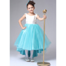 A-Line Round/ Scoop Asymmetric Satin Flower Girl Dresses