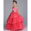 Ball Gown Asymmetric Floor Length Satin Flower Girl Dresses