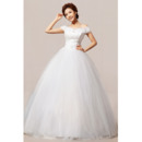 Affordable Off-the-shoulder Ball Gown Floor Length Wedding Dresses