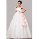 Empire Strapless Floor Length Organza Dresses for Spring Wedding