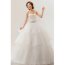 Inexpensive Tiered Ball Gown Sweetheart Long Organza Wedding Dresses