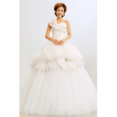 Affordable Elegant Ball Gown Sweetheart Long Organza Wedding Dresses
