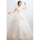 Elegant Lace Long Sleeves Ball Gown Floor Length Wedding Dresses