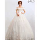 Discount Off-the-shoulder Ball Gown Floor Length Organza Wedding Dresses