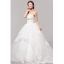 Sweep Train Organza Ball Gown Strapless Dresses for Spring Wedding