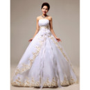 Organza Ball Gown Strapless Floor Length Wedding Dresses for Spring