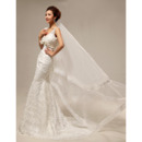 Custom Elegant Mermaid/ Trumpet Lace V-Neck Sweep Train Wedding Dresses
