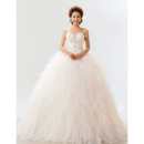 Ruffle Organza Sweetheart Ball Gown Long Dresses for Spring Wedding