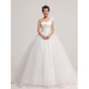 Organza One Shoulder Ball Gown Floor Length Dresses for Spring Wedding