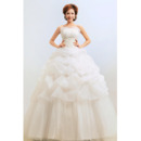 Discount Ball Gown Strapless Floor Length Organza Wedding Dresses