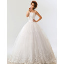 Custom Applique Ball Gown Strapless Floor Length Organza Wedding Dresses