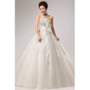 Elegant Ball Gown Strapless Floor Length Wedding Dresses with Sashes
