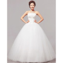 Discount Simple Ball Gown Strapless Floor Length Satin Wedding Dresses