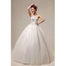 Elegant Ball Gown Strapless Floor Length Beaded Wedding Dresses
