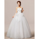 Elegant Ball Gown Strapless Floor Length Rhinestone Wedding Dresses