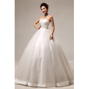 Discount Ball Gown Strapless Floor Length Satin Beaded Wedding Dresses