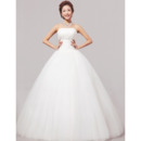 Ball Gown Strapless Floor Length Organza Dresses for Spring Wedding